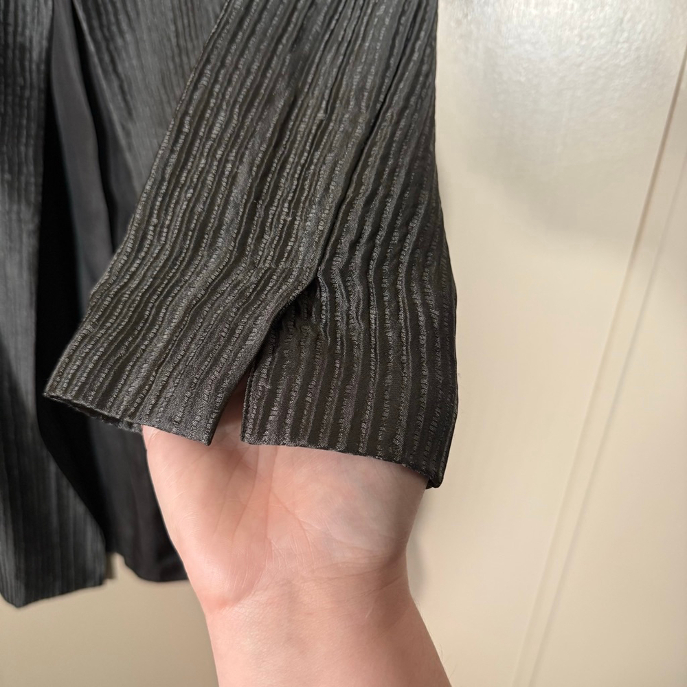 Eileen Fisher Bark Silk Groove Open Long Swing Coat Pockets $298 Small - Picture 5 of 7
